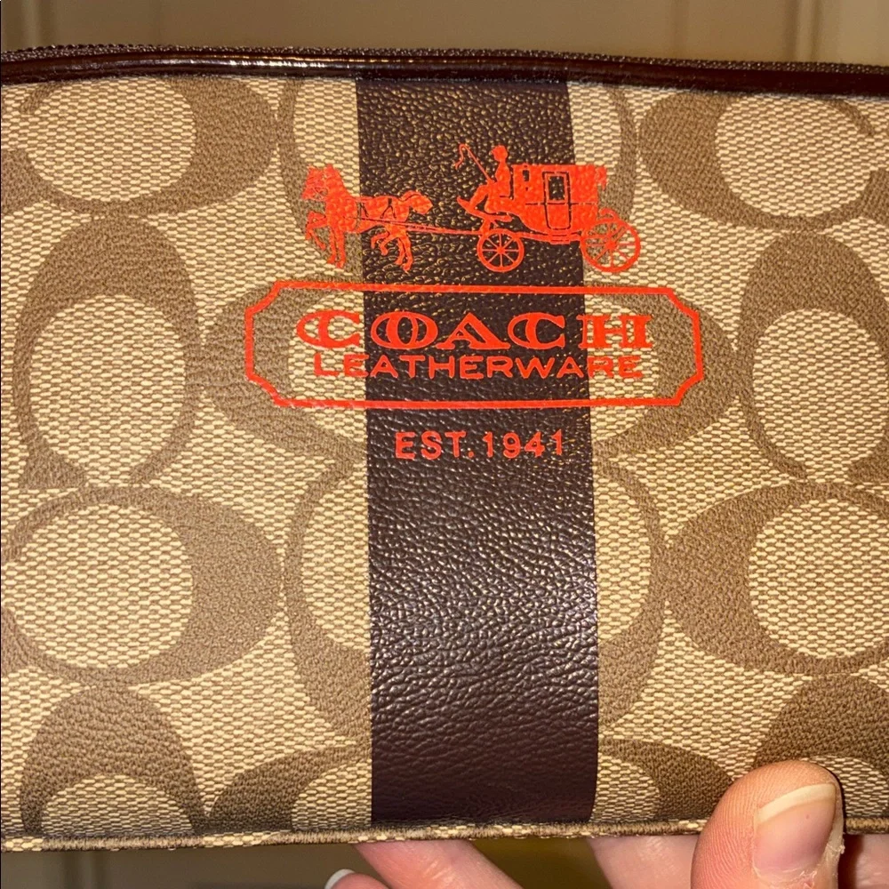 NEW Y2K VINTAGE Coach SIGNATURE HERITAGE STRIPE MAKEUP BAG COSMETICS TOILETRY